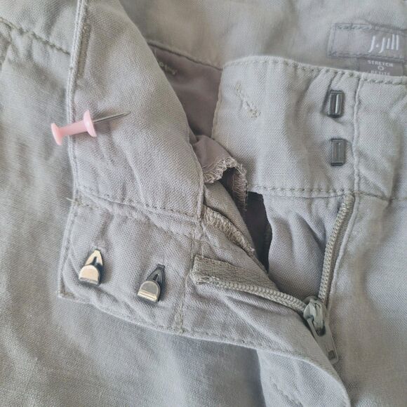 J. Jill Linen Blend Taupe Stretch Chino 11" Shorts Size 0 Petite - Picture 6 of 9